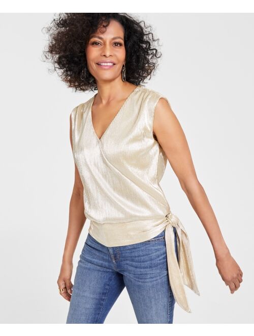INC International Concepts I.N.C. INTERNATIONAL CONCEPTS Women's Pleated Surplice Top, Created for Macy's