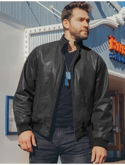 FLAVOR Men's Real Leather Bomber Casual Jacket