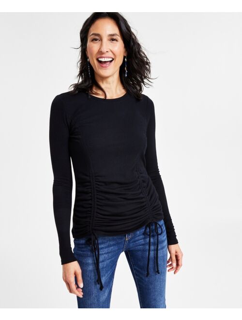INC International Concepts I.N.C. INTERNATIONAL CONCEPTS Women's Ruched Long-Sleeve Top, Created for Macy's