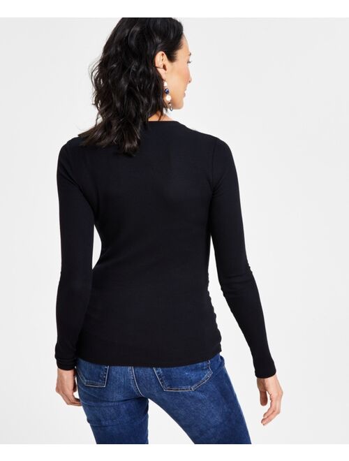 INC International Concepts I.N.C. INTERNATIONAL CONCEPTS Women's Ruched Long-Sleeve Top, Created for Macy's