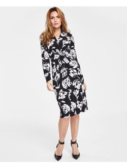 Petite Printed Twist-Front Midi Dress, Created for Macy's