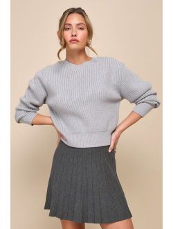Chilly Vibes Heather Light Grey Crew Neck Sweater