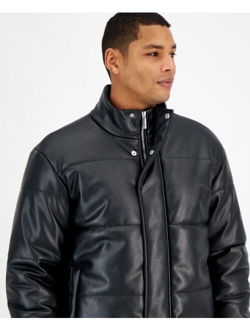 INC International Concepts I.N.C. INTERNATIONAL CONCEPTS Men's Quilted Faux-Leather Puffer Jacket, Created for Macy's