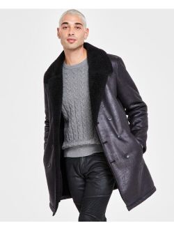 Beau Regular-Fit Faux-Leather Fleece-Lined Overcoat, Created for Macy's