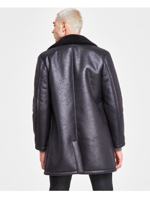 INC International Concepts I.N.C. INTERNATIONAL CONCEPTS Beau Regular-Fit Faux-Leather Fleece-Lined Overcoat, Created for Macy's