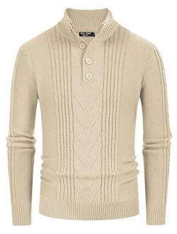 Men's Cable Knit Henley Pullover Sweater Thermal Jumper Sweaters