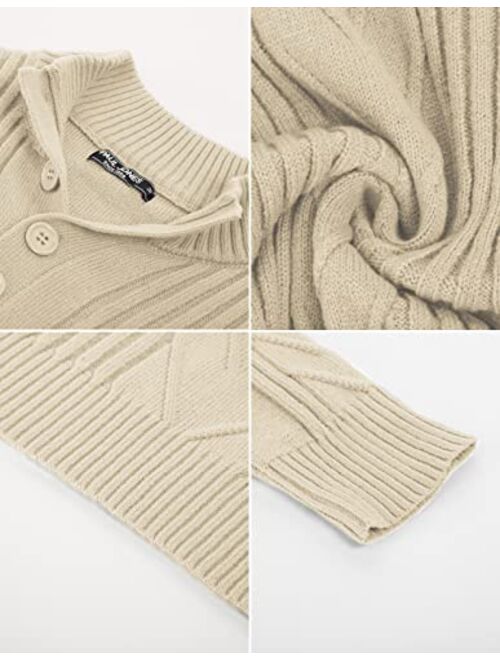 PJ PAUL JONES Men's Cable Knit Henley Pullover Sweater Thermal Jumper Sweaters
