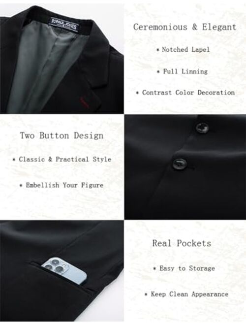 PJ PAUL JONES Men's Casual Blazer Slim Fit Suit Jackets Two Button Sport Coats