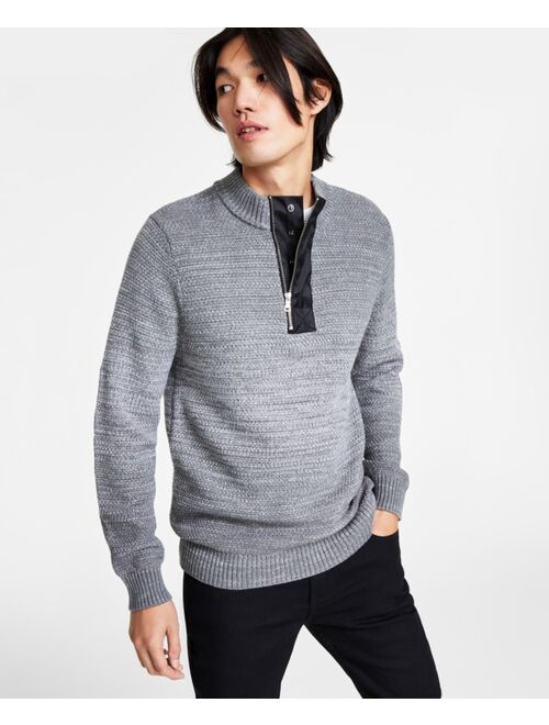 INC International Concepts I.N.C. INTERNATIONAL CONCEPTS Men's Regular-Fit Space-Dyed 1/4-Zip Mock Neck Sweater, Created for Macy's