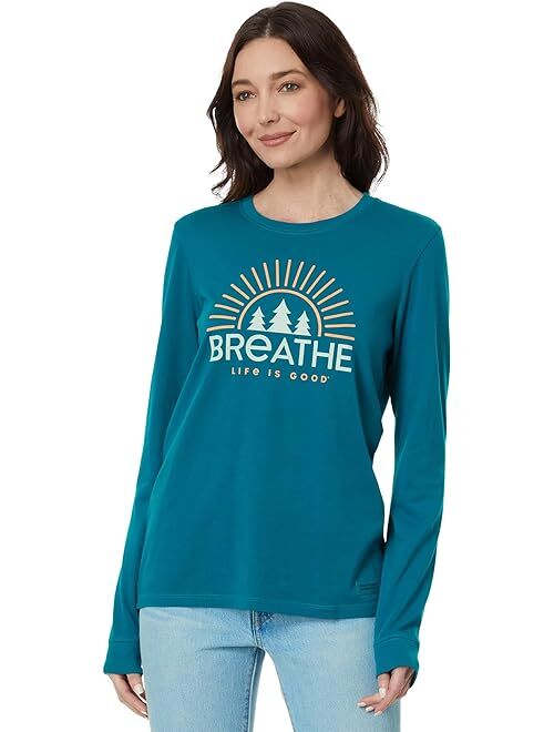 Life is Good Breathe Forest Trees Long Sleeve Crusher Tee