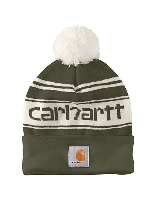 Carhartt Men's Knit pom Cuffed Logo Beanie