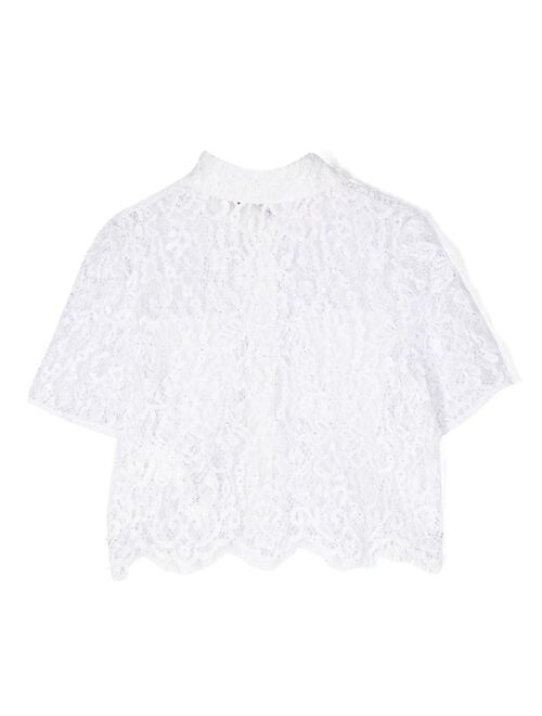 Monnalisa Chantilly-lace cotton shirt