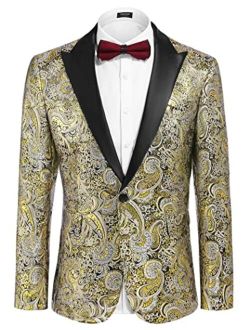 Men's Floral Tuxedo Paisley Suit Jacket Dress Dinner Party Prom Blazer