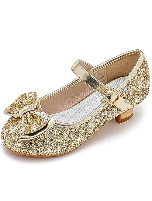 Walofou Flower Girls Wedding Party Heel Princess Shoes Flats for Kid Toddler