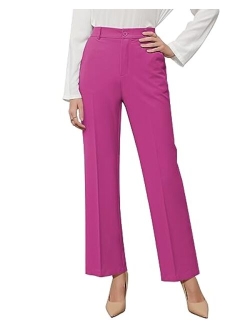 GRAPENT Pants for Women Work High Waisted Dress Pants Business Casual Relaxed Fit Straight Leg Elastic Waist Trousers