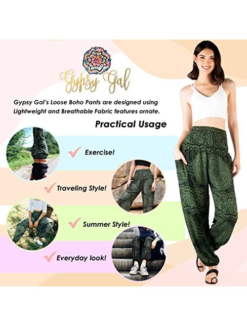 GYPSY GAL Women Boho Harem Pants Yoga Hippie Summer Clothing