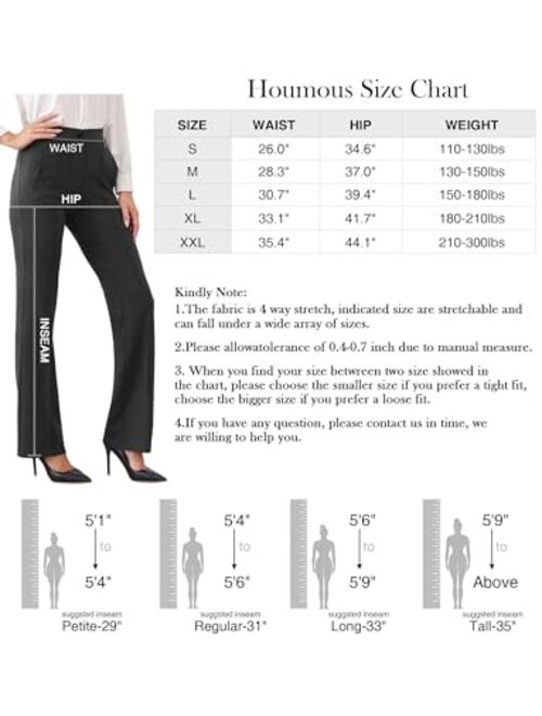 Houmous S-XXL 29''31''33''35'' Inseam Womens Bootcut Stretchy Dress Pants