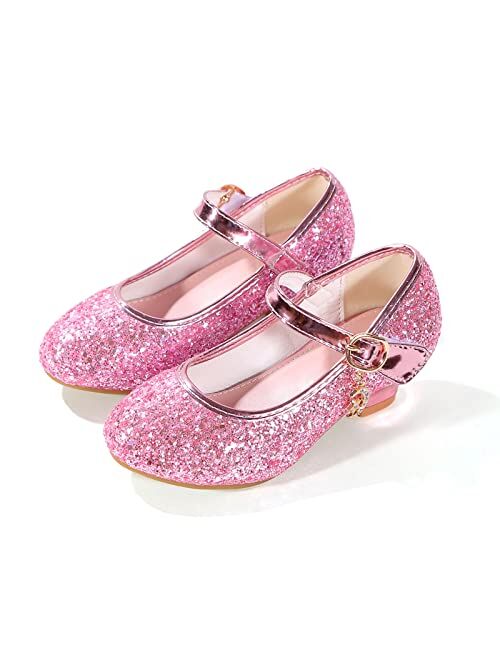 ALPHELIGANCE Girls Flats Sparkle Party Mary Jane Princess Dress Shoes
