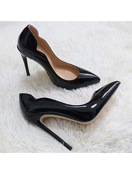 COLETER High Heels for Women, 4.72 inch/12cm Pointed Toe Dress Shoes Stiletto Heels Evening Party Pumps