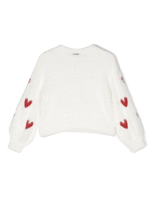 TWINSET Kids heart-embroidered brushed jumper