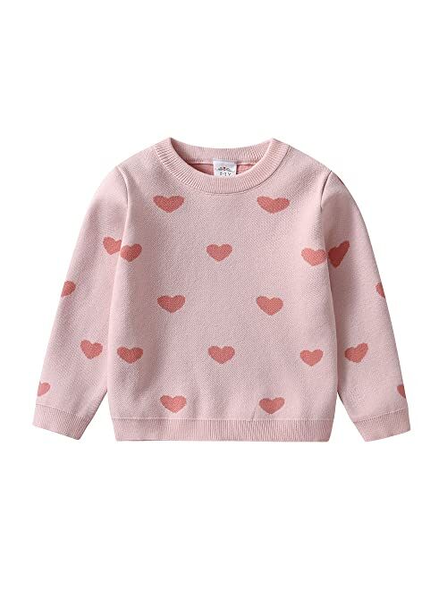 VIKITA Toddler Girls Pullover Sweater Comfy Long Sleeve Crewneck Cute Daily Wear Back to School