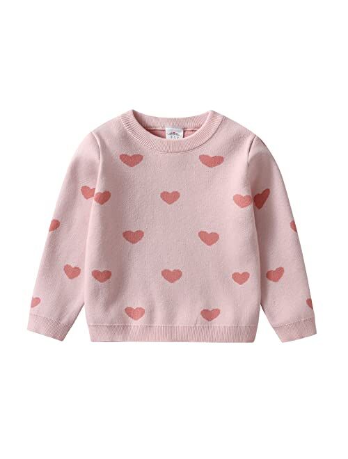 VIKITA Toddler Girls Pullover Sweater Comfy Long Sleeve Crewneck Cute Daily Wear Back to School