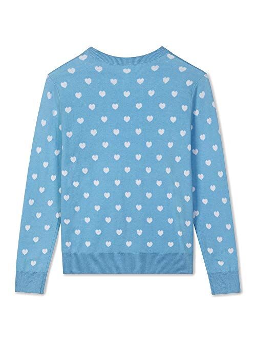 BOBOYOYO Girls Sweaters 100% Cotton Kids Heart Sweater Valentine Holiday Pullover Teen Clothes Winter Crew Neck Knit Top