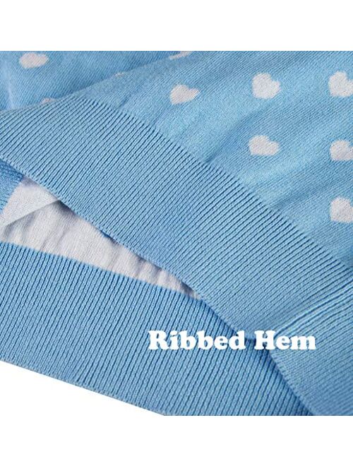 BOBOYOYO Girls Sweaters 100% Cotton Kids Heart Sweater Valentine Holiday Pullover Teen Clothes Winter Crew Neck Knit Top