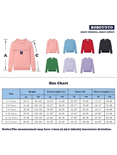 BOBOYOYO Girls Sweaters 100% Cotton Kids Heart Sweater Valentine Holiday Pullover Teen Clothes Winter Crew Neck Knit Top