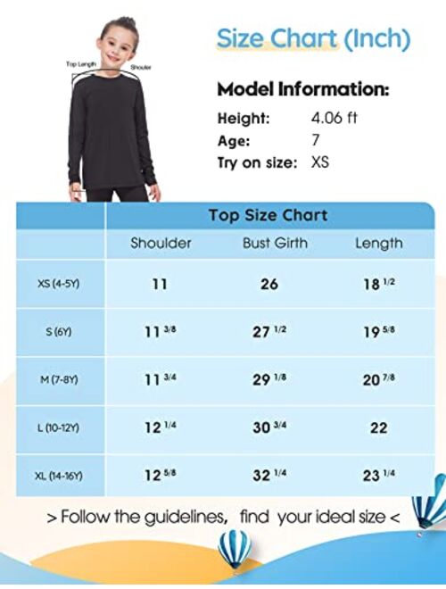 Subuteay Thermal Tops for Kids Fleece Lined Girls Undershirts