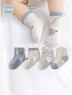 Shein 5pairs Baby Toddler Girls' & Boys' Mid-calf Socks, Non-slip Floor Socks, Spring And Summer