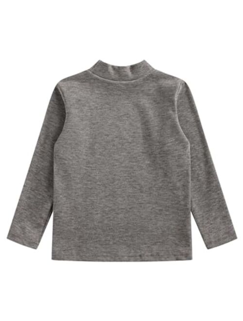 Jhaoyu Kids Girls Colorful Basic Fleece Undershirt T-Shirts Mock Neck Long Sleeve Thermal Tops Winter Warm Clothes