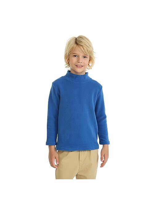 LittleSpring Boys Girls Turtleneck Fleece Tops Long Sleeve Kids Solid Thermal T Shirts