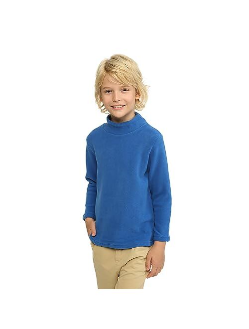 LittleSpring Boys Girls Turtleneck Fleece Tops Long Sleeve Kids Solid Thermal T Shirts