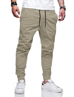 JMIERR Mens Casual Joggers Pants - Cotton Drawstring Chino Cargo Pants Hiking Outdoor Twill Track Jogging Sweatpants Pants
