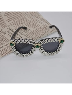 willochra Oversized Diamond Sunglasses Women Rhinestone Cat Eye Sunglasses Vintage Men bling party sunglasses Eyewear