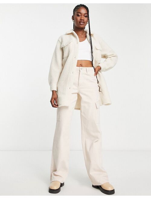 New Look borg shacket in cream