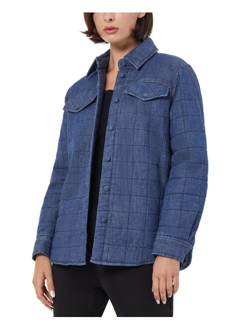 Jones New York Women's Denim Quilted Oversized Shirt Jacket