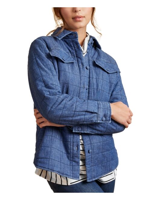 Jones New York Women's Denim Quilted Oversized Shirt Jacket