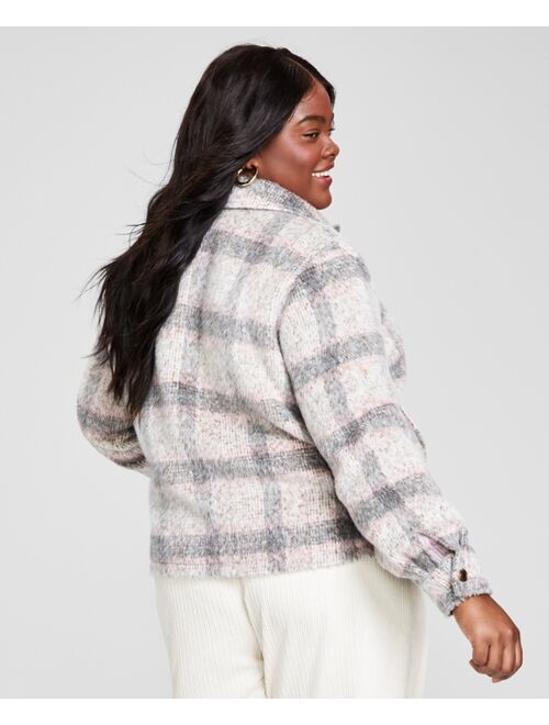 And Now This Trendy Plus Size Plaid Shirt Jacket