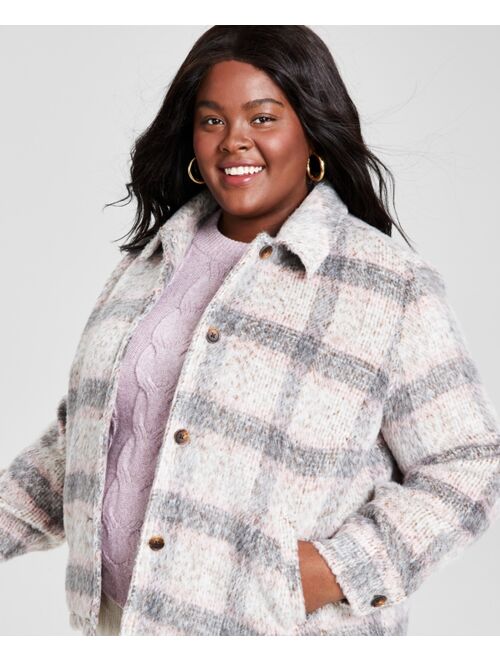 And Now This Trendy Plus Size Plaid Shirt Jacket