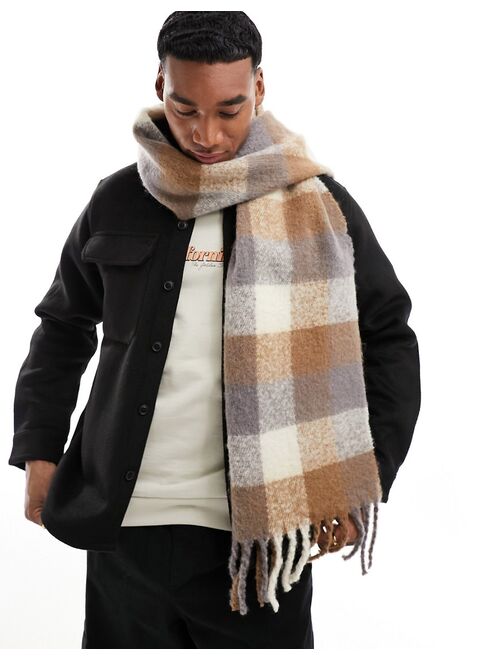 River Island oversized check scarf in beige