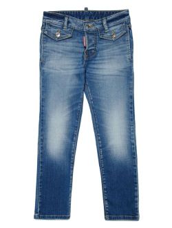 Kids logo-embroidered slim-cut jeans