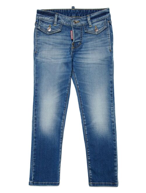 Dsquared2 Kids logo-embroidered slim-cut jeans