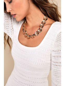 Looped In Gold Chunky Chain Link Statement Necklace