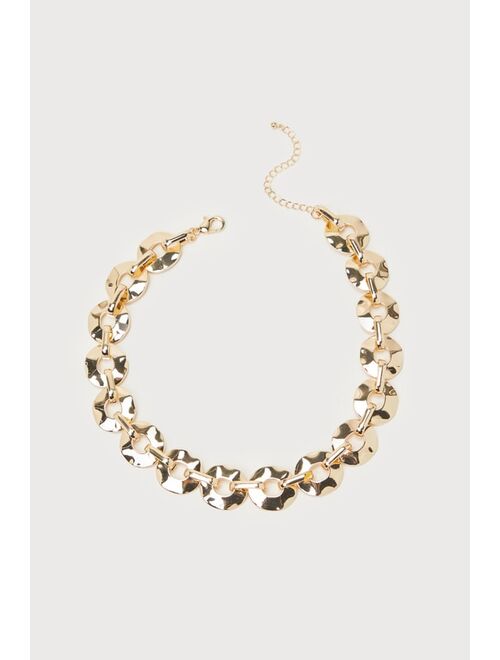 Lulus Looped In Gold Chunky Chain Link Statement Necklace