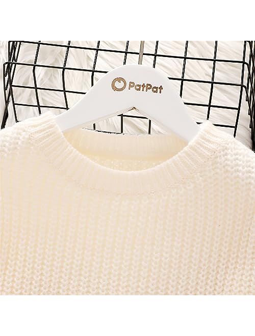 PATPAT Girls Boys Knit Sweater Unisex Long Sleeve Pullover Solid Basic Crewneck Cute Toddlers Sweatshirt