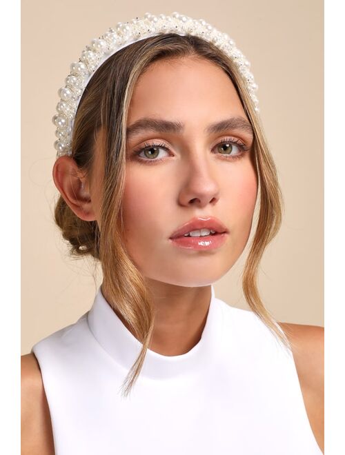 Lulus Immaculate Icon Ivory Pearl Beaded Headband