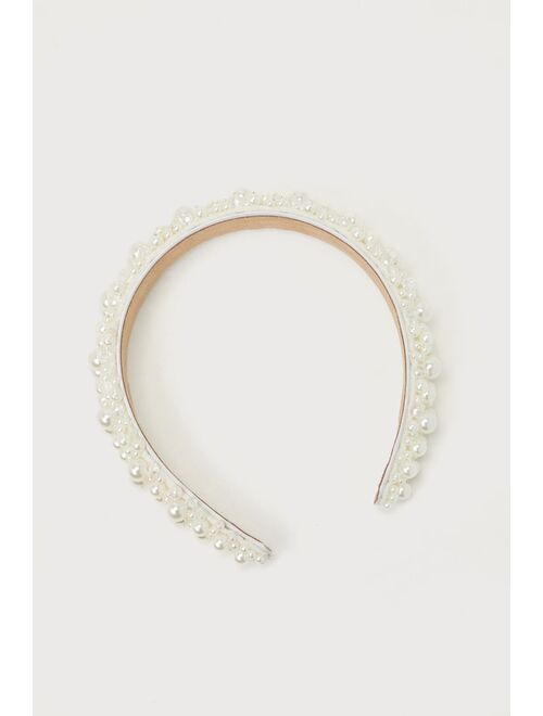 Lulus Immaculate Icon Ivory Pearl Beaded Headband
