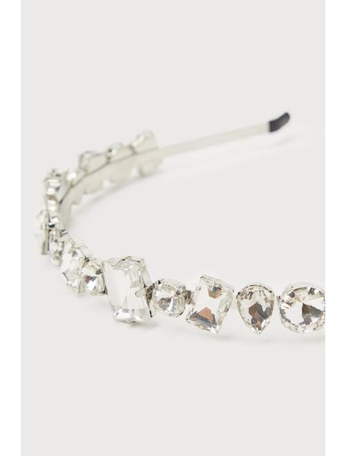 Lulus Shiny Success Silver Rhinestone Headband